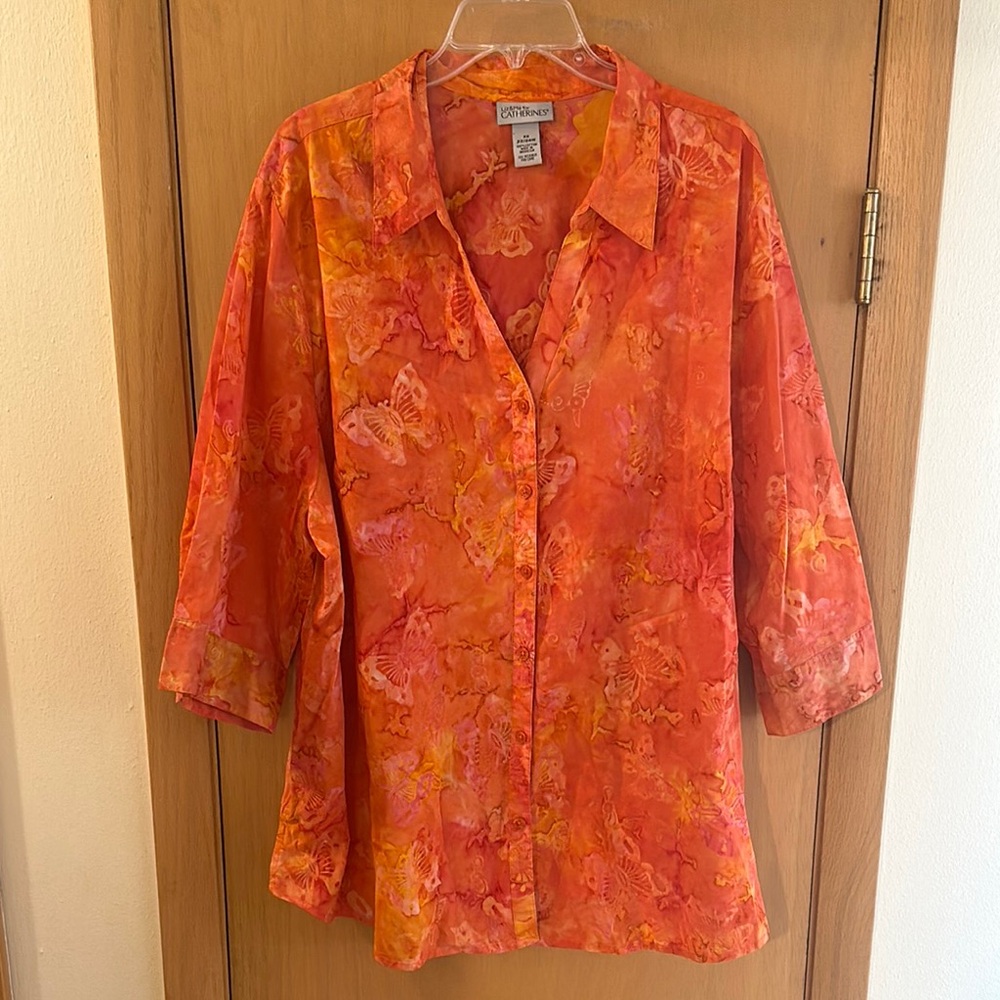 Catherines Orange Button-Down Shirt